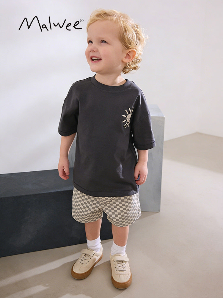 Round Neck Short Sleeve Handsome T-shirt Children's Suit