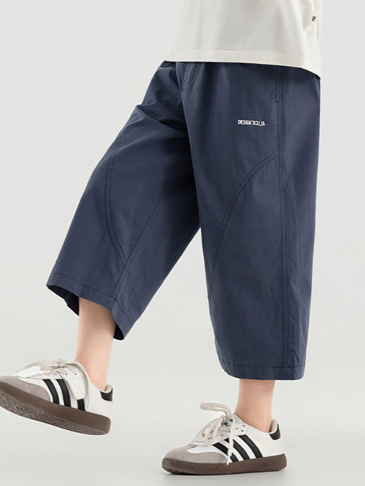 Children's Summer Straight Handsome Cropped Over The Knee Thin Children's Pants