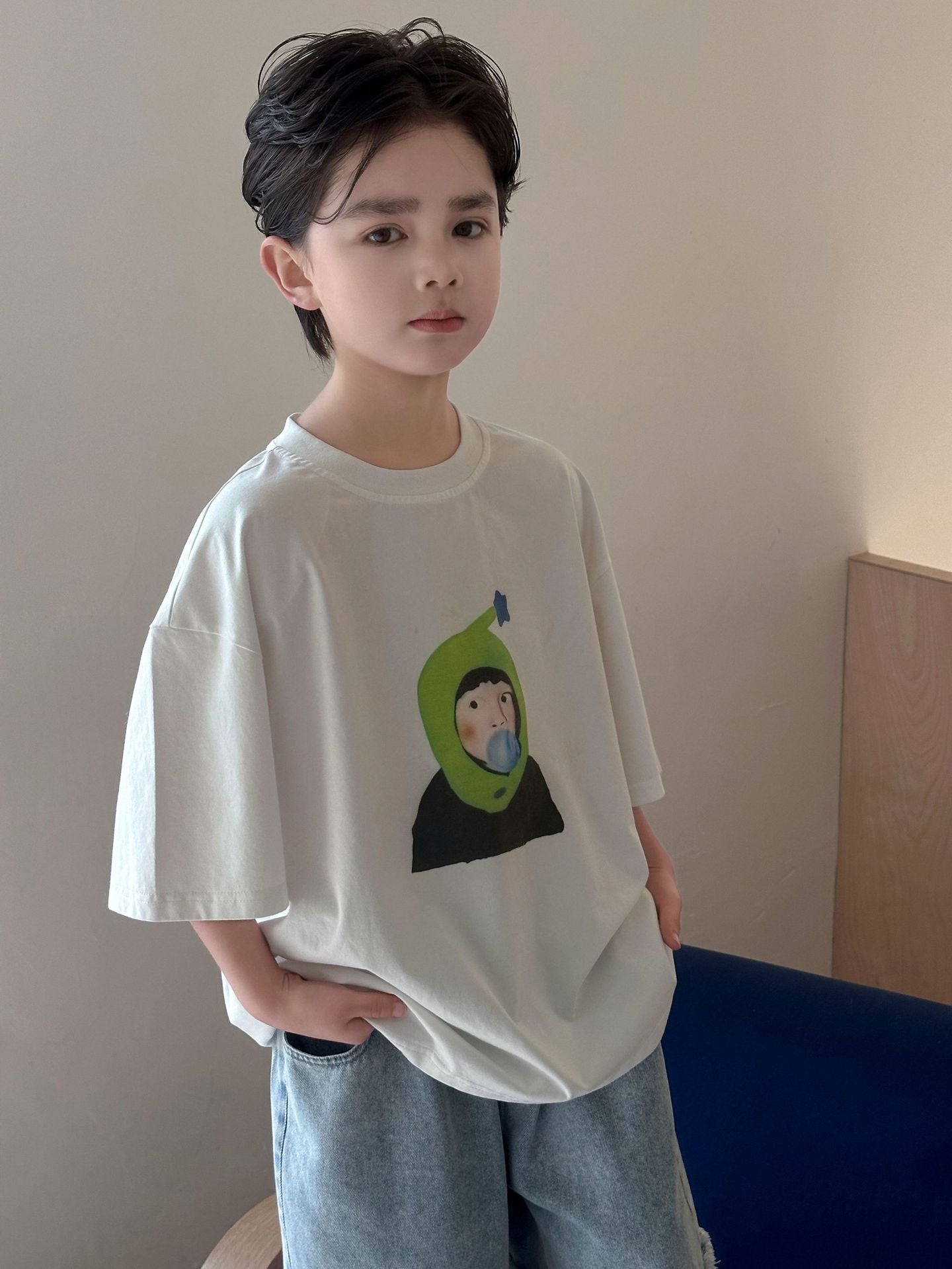 Children's Comfort Casual Half-length Sleeves Top Printed Children's T-shirt