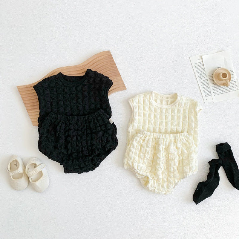 Style Sleeveless Vest Two-piece Summer Thin Clothes Born Children's Suit
