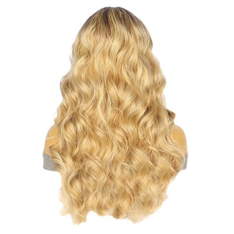 Female Gradient Gold Curly Popular Chemical Wig Long Curls