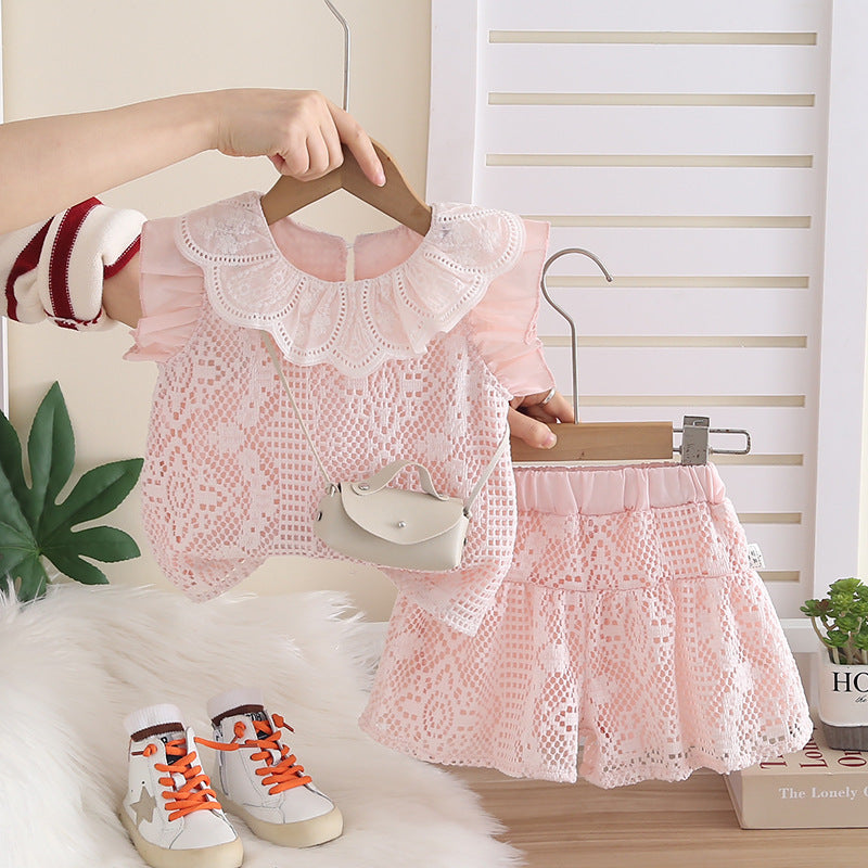 Children's Summer Western Style Hollow Lapel Sleeveless Children's Suit