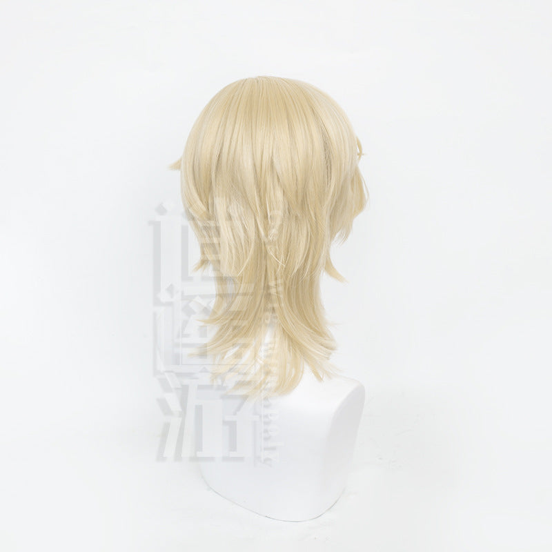 Dome Railway Sandy Gold Simulation Scalp Top Pinocchio Cos Wig