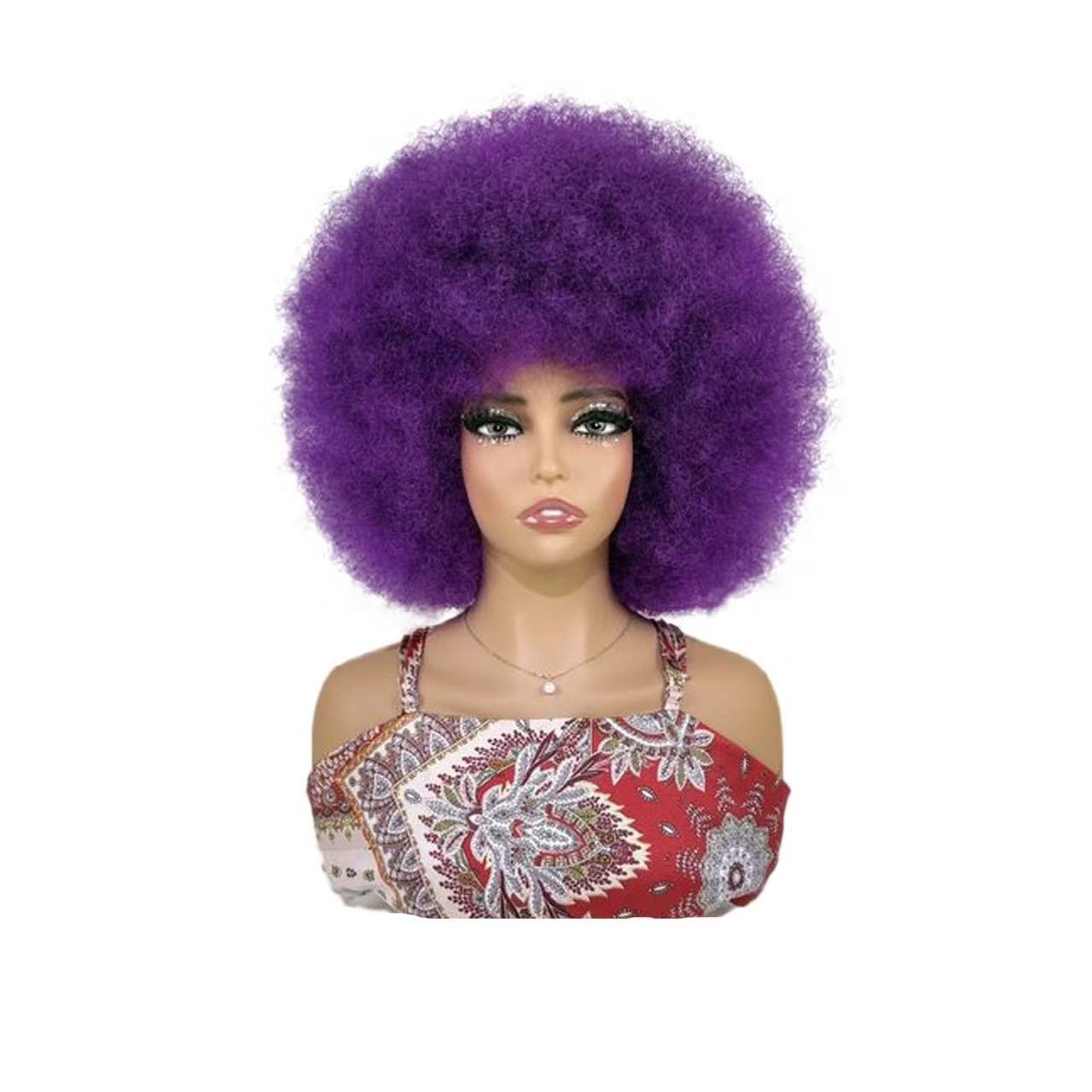 Afro Black African Wigs With Small Head Cover Fluffy Wig Short Curly Hair