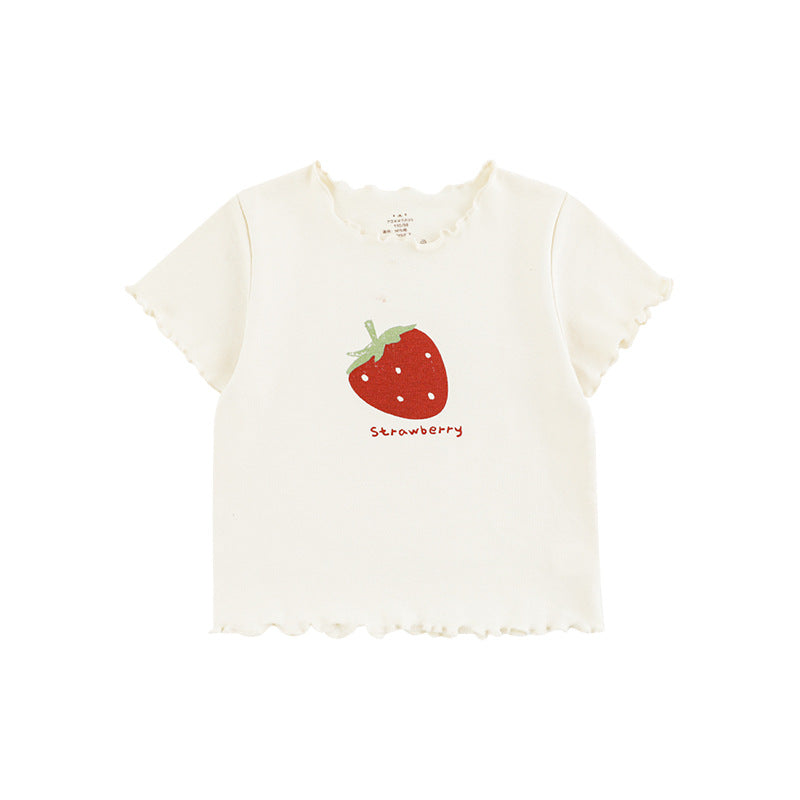 Fruit Printed Short-sleeved Summer Cute Tree Lacework Children's T-shirt