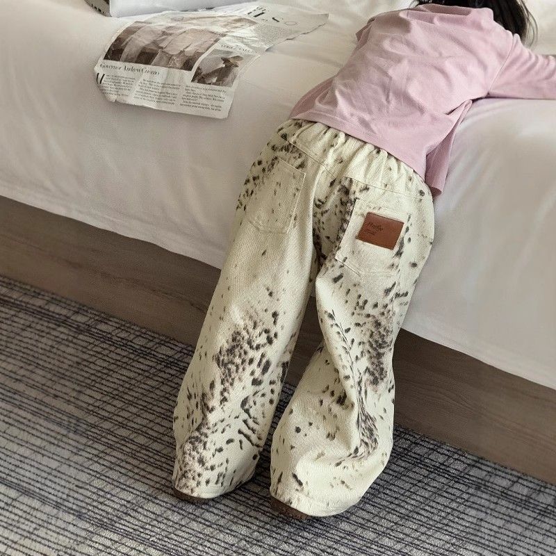 Children's Print Jeans Autumn Loose Straight Spring Children's Pants