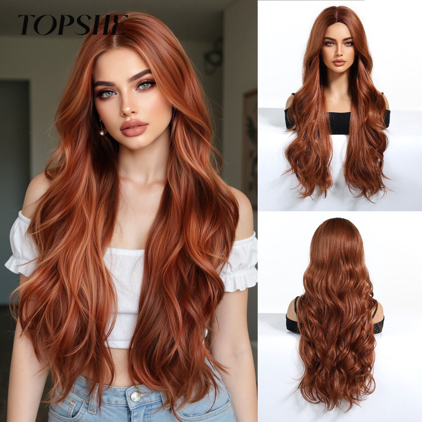 Fiber Female Bangs Black Brown Dyed Curly Hair Dignified Wig Long Curls