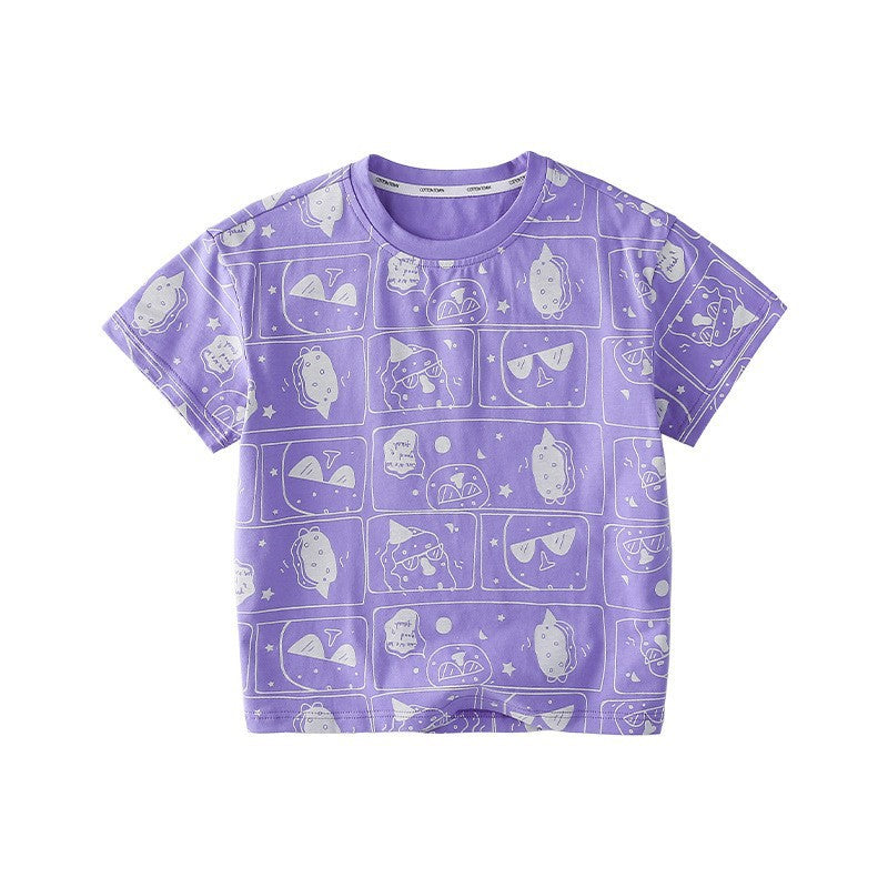 Children's Cotton Hall Boy's Short-sleeved Pure Summer Children's T-shirt