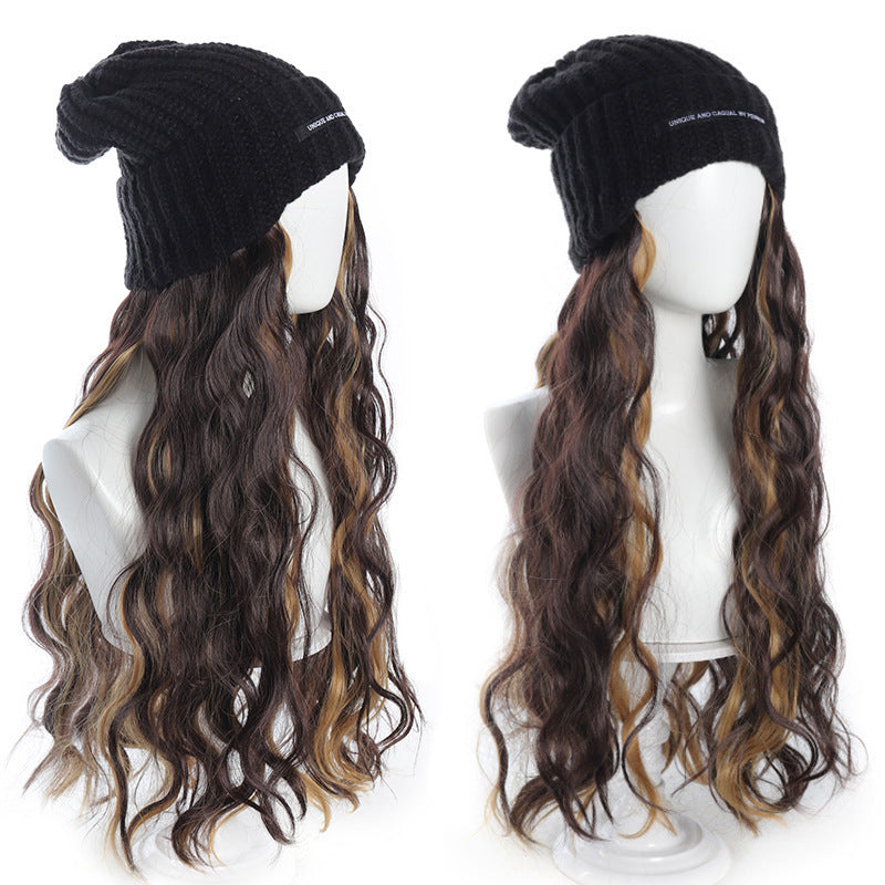 One Female Hair Fashion Casual Knitted Wig Long Curls