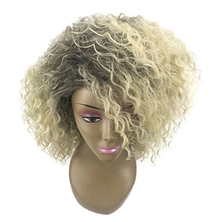 Volume Afro Rose Net Chemical Fiber Wig Short Curly Hair