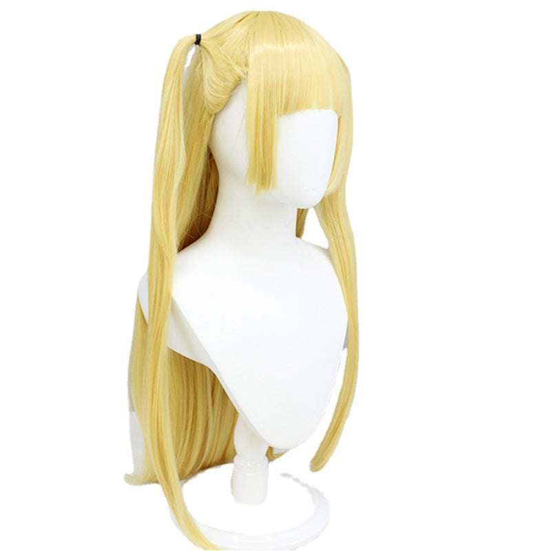 Death Note Golden Medium Long Hair Double Ponytail Universal Simulation Cos Wig