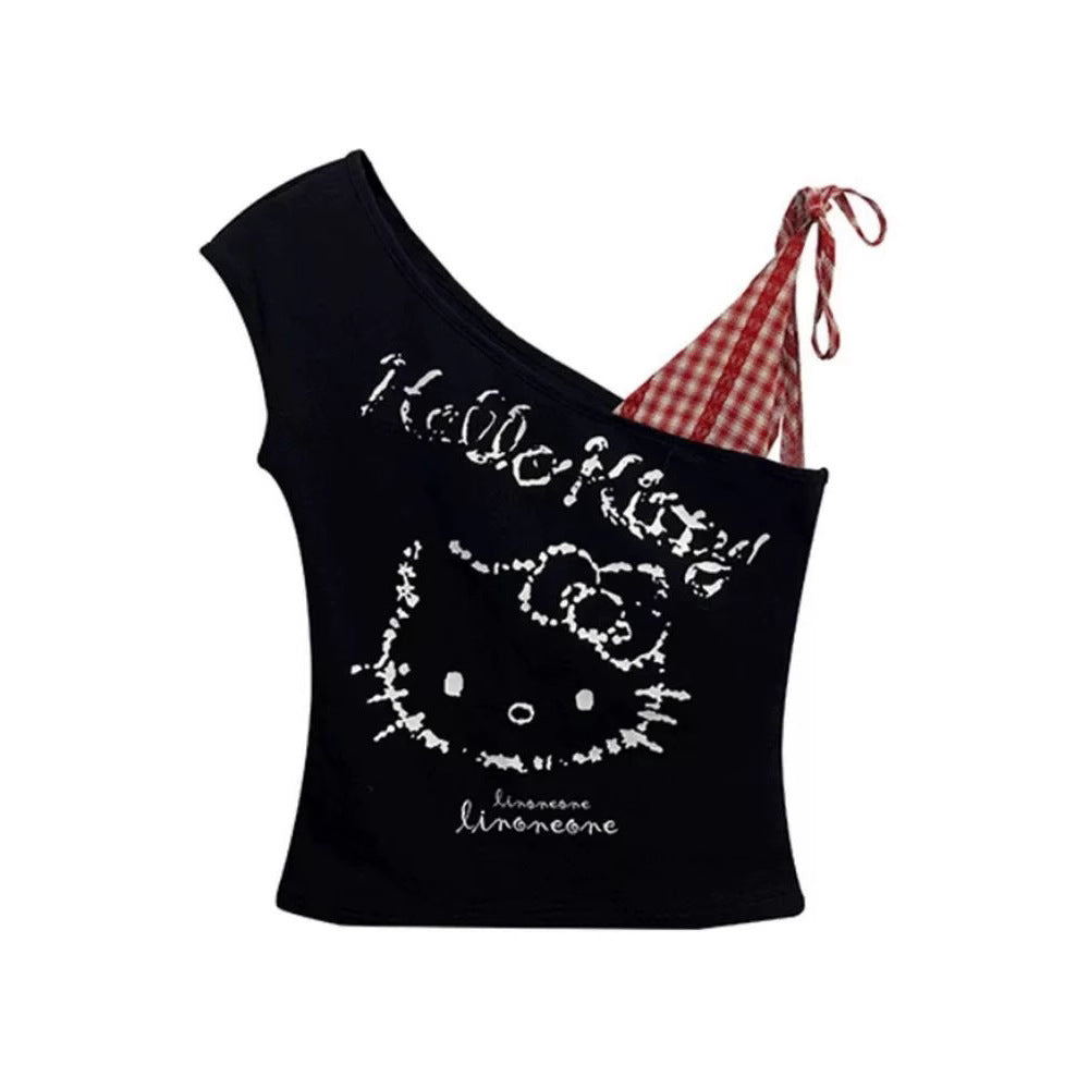 Children's Short-sleeved Fashionable Stitching Design Vest Small Shirt Top Children's T-shirt