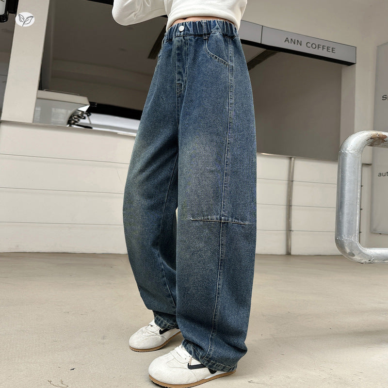 Children's Denim Matchet Spring Middle Big Casual Retro Children's Pants