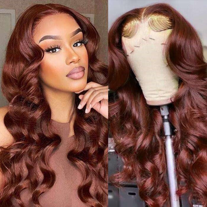 Classy Beautiful Unique Source Red Brown Wig Long Curls