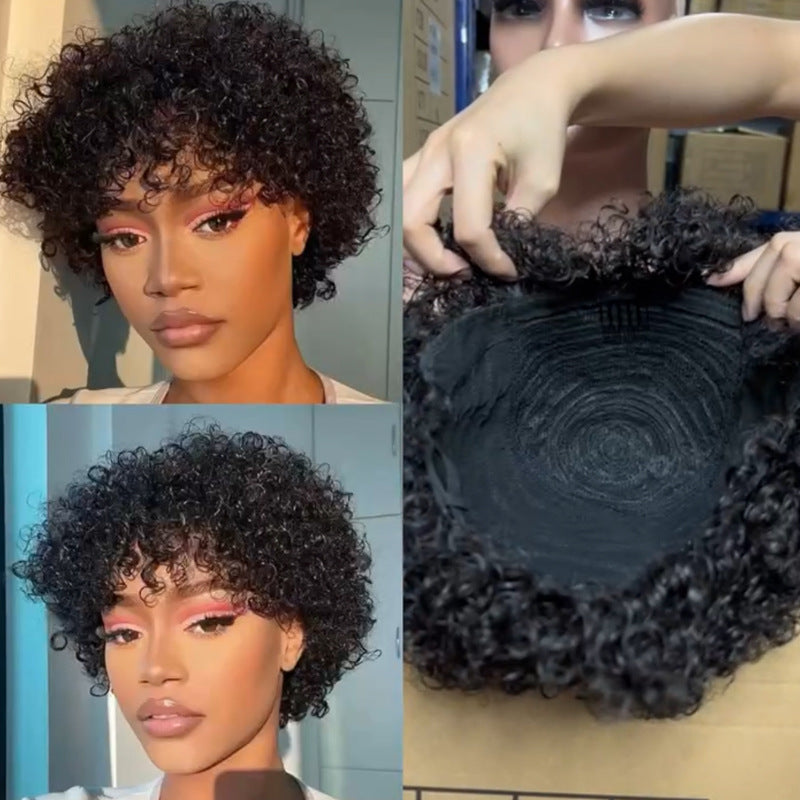 Graceful Innovative Creative Popular Human Afro Wig Short Curly Hair