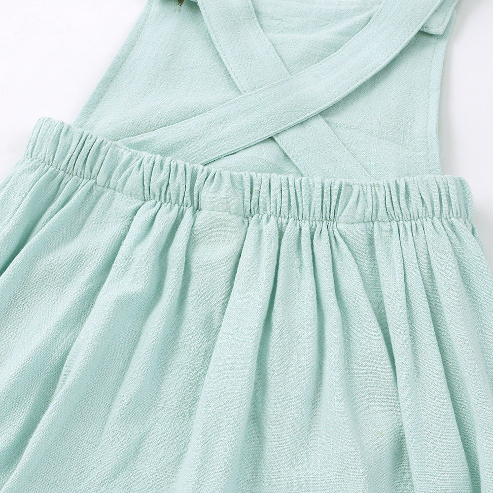 Summer Suspender Romper Cotton Linen Sleeveless Triangle Jumpsuit, Climbing Suit