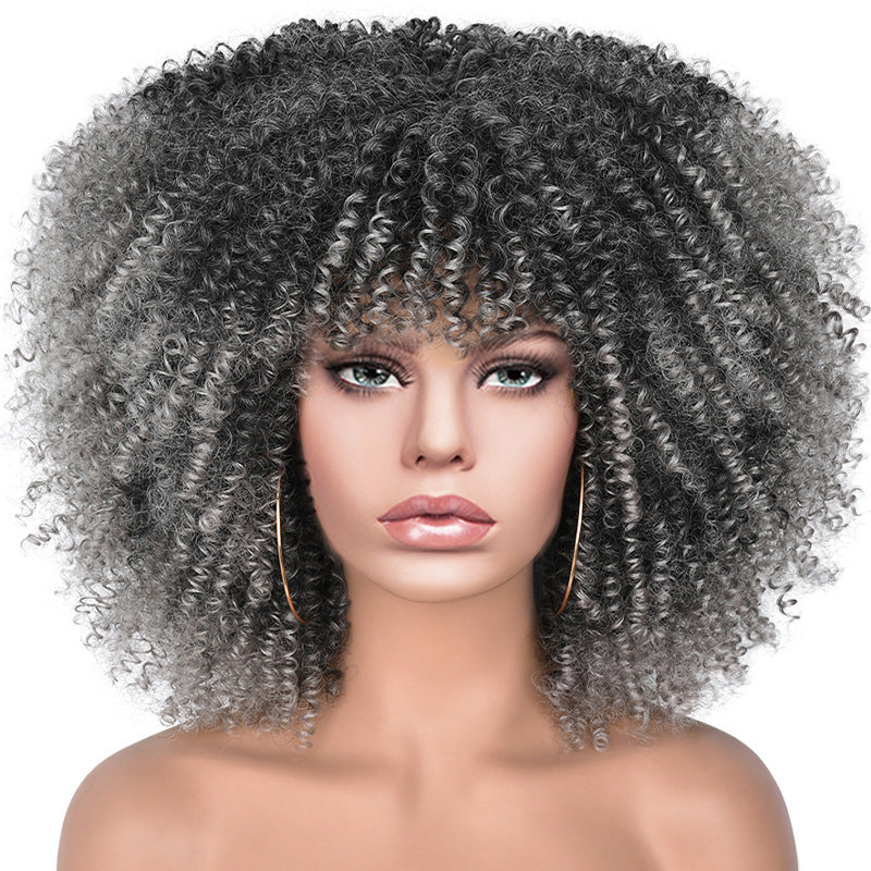 African Small Afro Rose Net Synthetic Wig Short Curly Hair