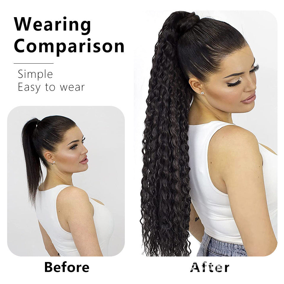 Drawstring Length Instant Noodle Curls Simulation Matte Wig Ponytail
