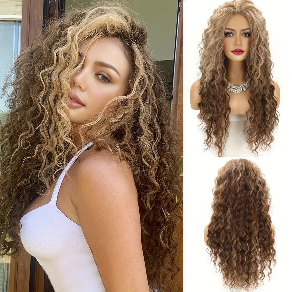 Curly Hair Front Lace Medium Chemical Fiber Wig Long Curls