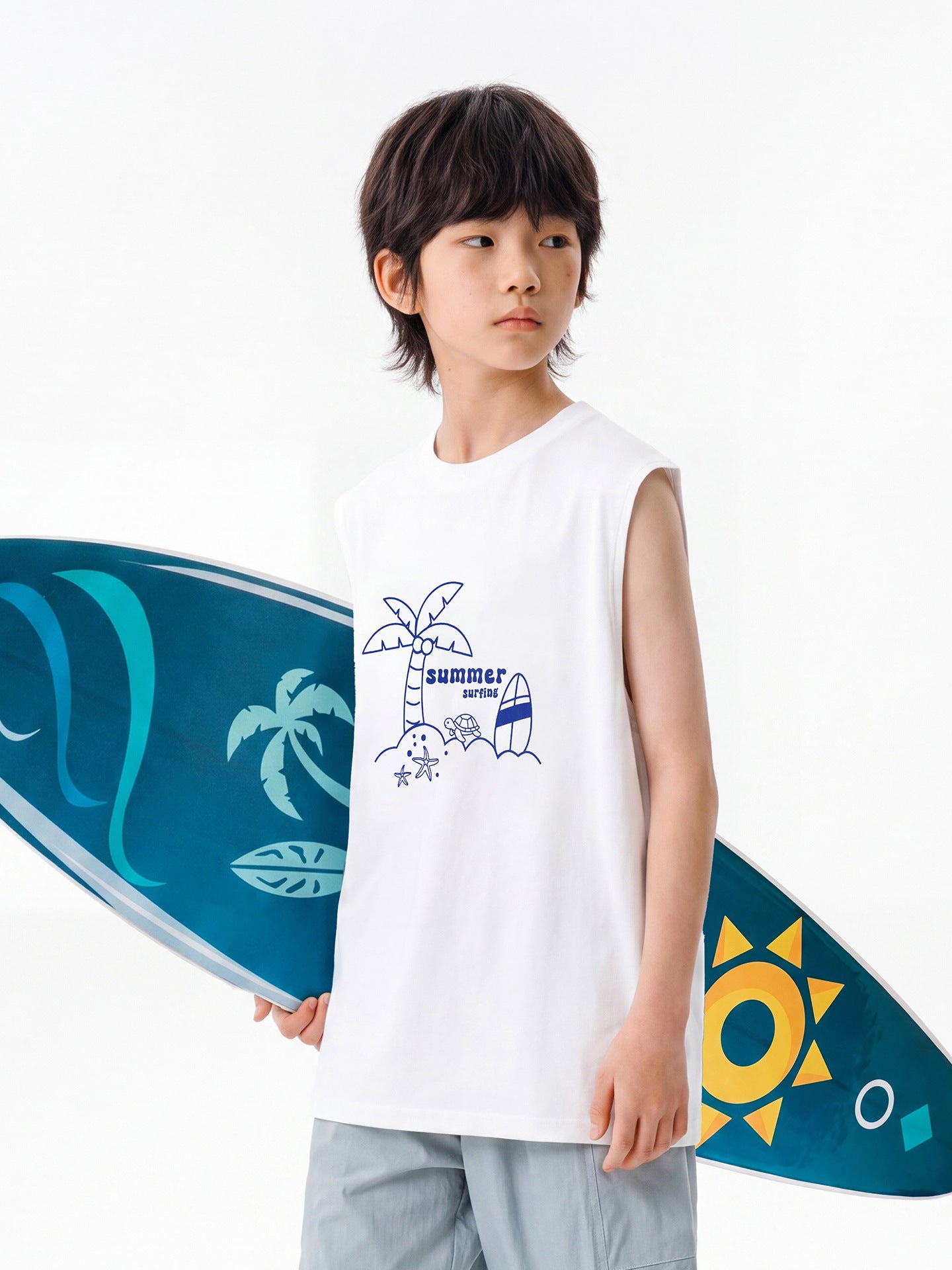 Children's Summer Clothing American Style Boys Cool Vest Youth Casual Children's T-shirt