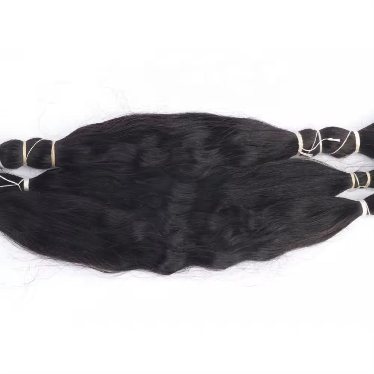 Super Double Drawn Wet Wavy Human Hair Bulk Long Straight Wig