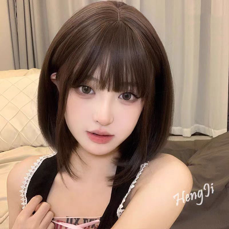 Female Natural Realistic Head Summer Whole Wig Short Curly Hair