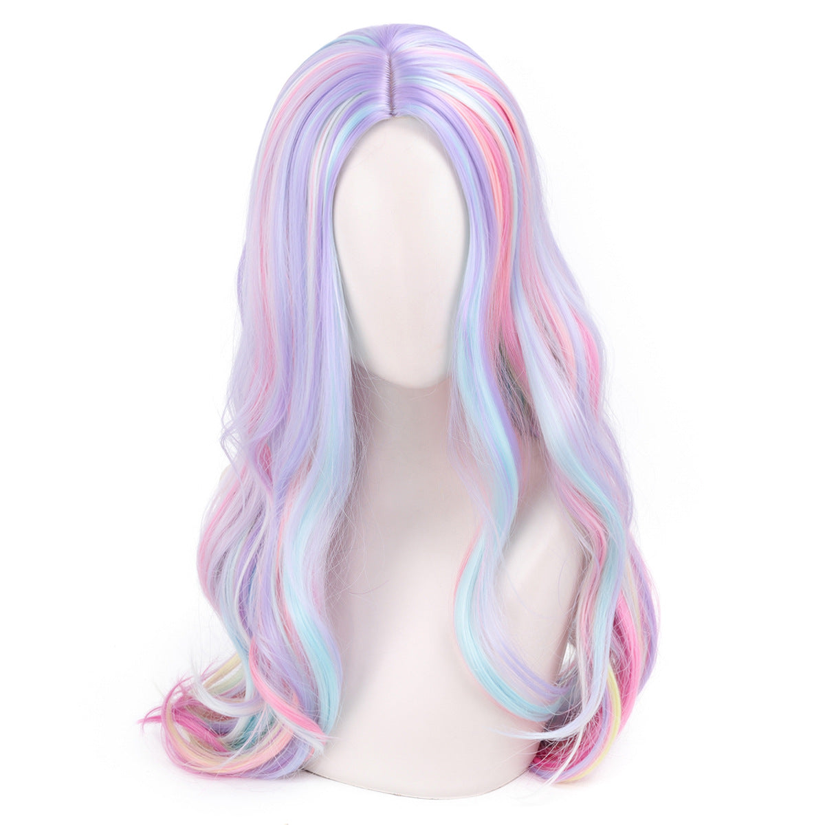 Daily Colorful Lolita Mid-length Mixed Color Curly Hair Hood Wig Long Curls