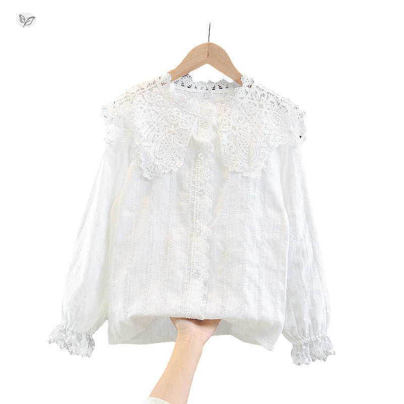 Children's Doll Collar Loose Long Sleeve Underwear White Blouse Children's Shirt