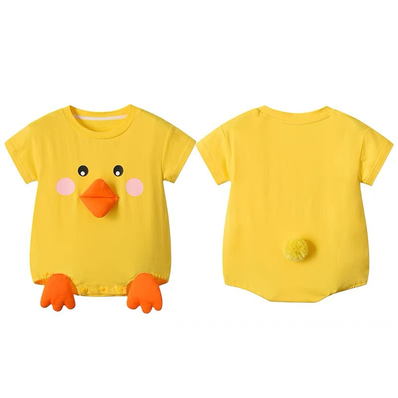 Women's & Men's Small Yellow Duck Clothes Thin Triangle Jumpsuit, Climbing Suit
