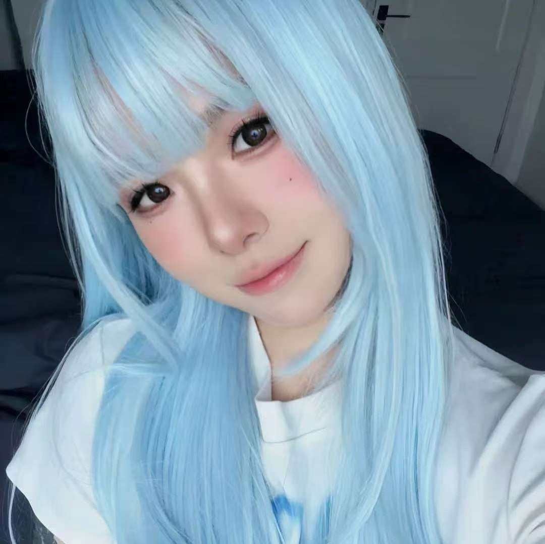 Blue Star Heavy Female Bangs Layered Hair Atmosphere Artificial Natural Long Straight Wig
