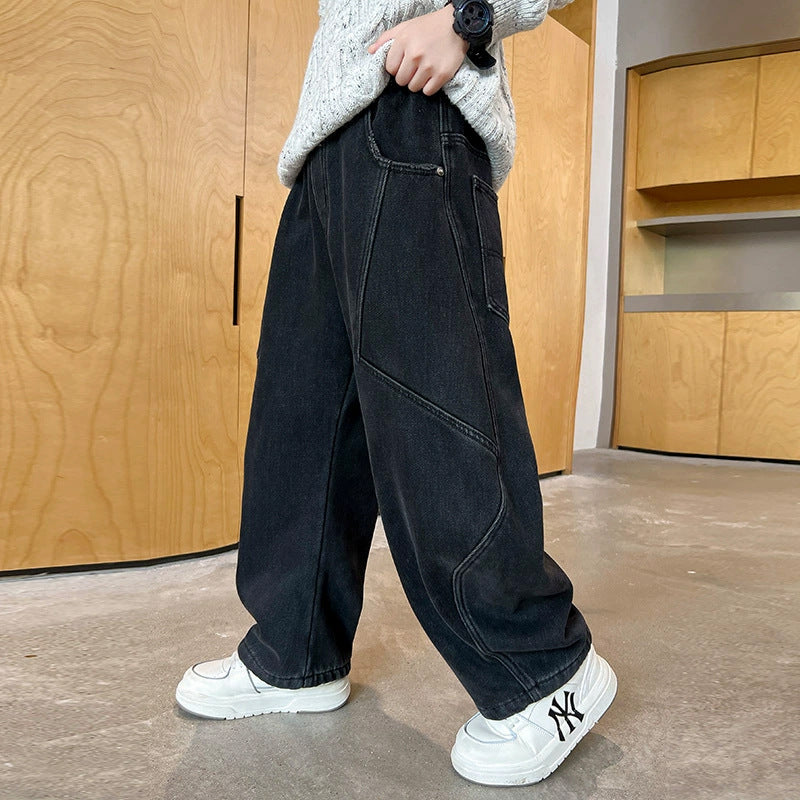 Children's Casual Fashionable Trousers Medium Big Soft Jeans Children's Pants
