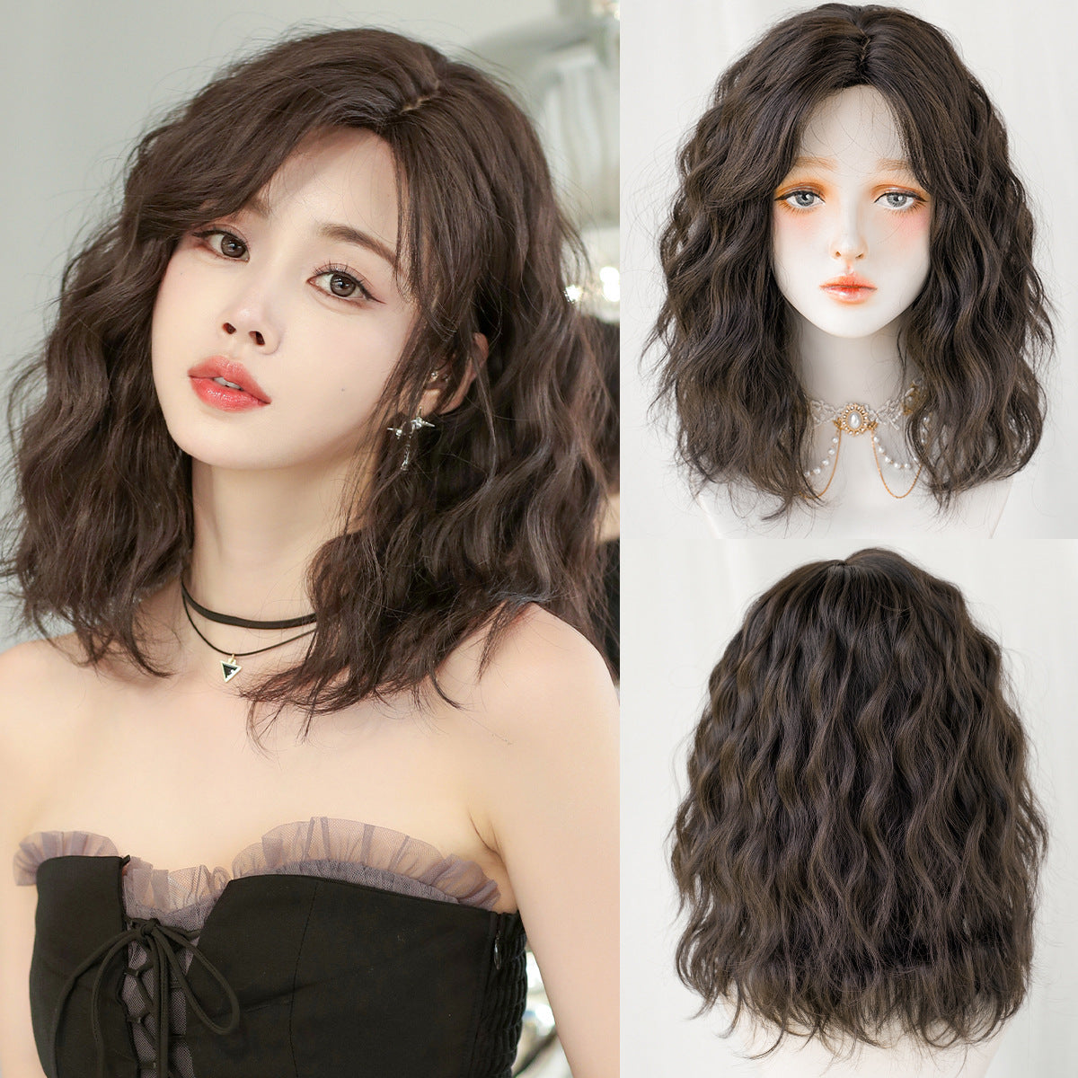 Natural Small Curls Full Top Roll Wig Short Curly Hair