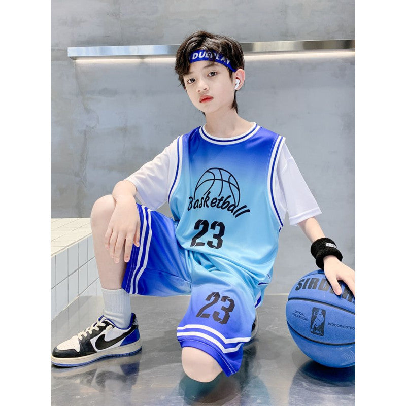 Children's Boys Summer Basketball Clothes Thin Ball Uniform Boy Leisure Sports Children's Suit