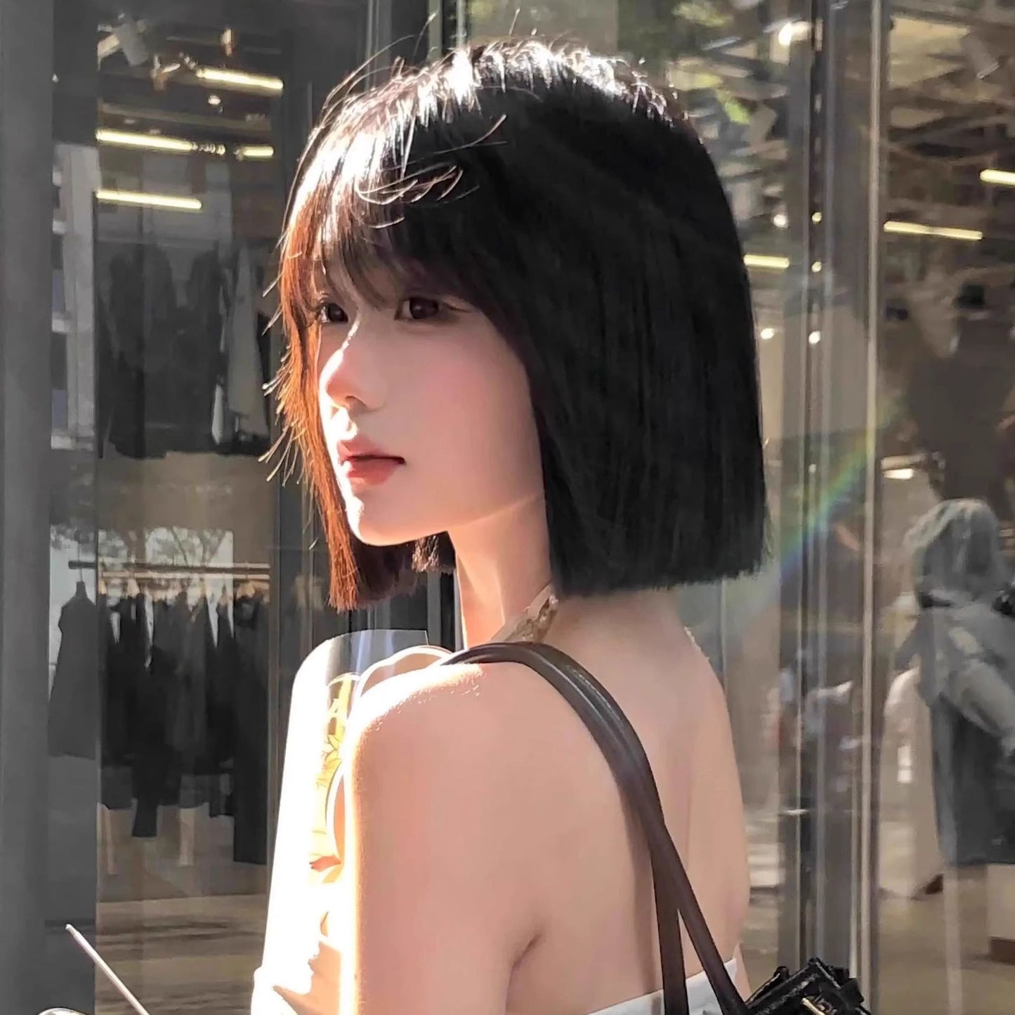 Shop Female Hot Cut Air Bangs Natural Simulation Wig Short Straight Hair