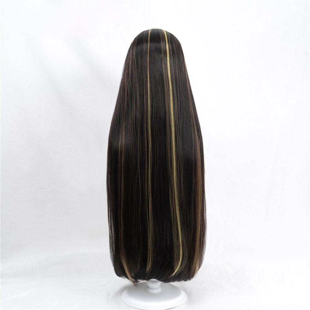 Cardamom Elf High School Cleo Black Yellow Brown Dyed Long Cos Wig