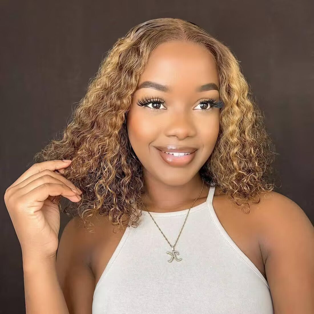 Women's Wigs With Small Medium Black Chemical Wig Short Curly Hair