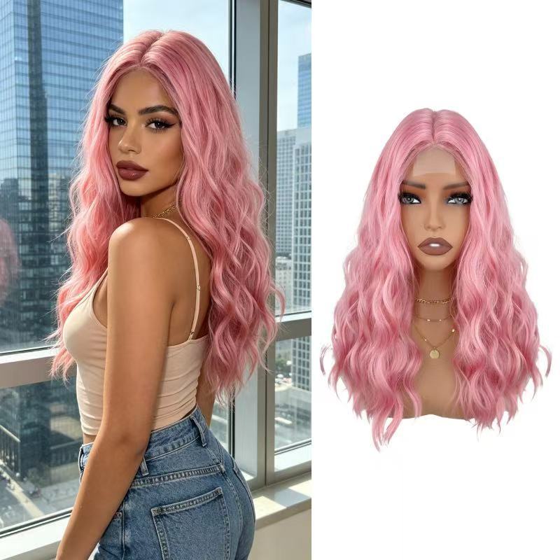 Women's Front Lace Curly Hair Mid-length Fiber Wig Long Curls