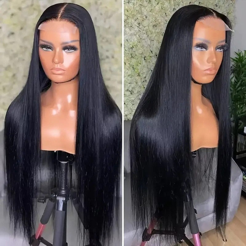Fashion Mid-length Female Forehead Lace Fiber Long Straight Wig