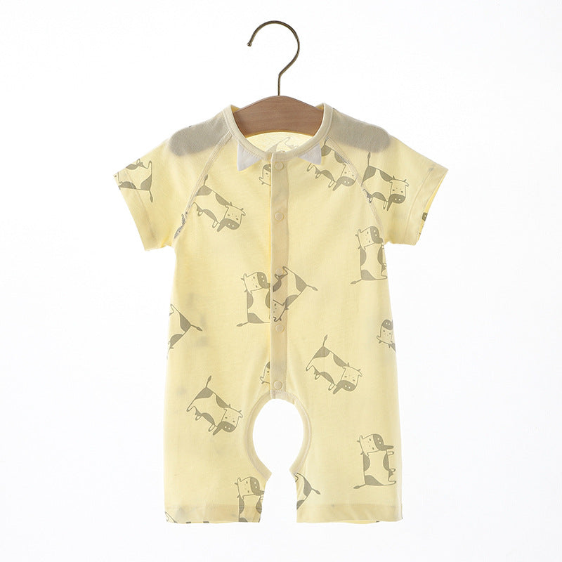 Thin Class Pure Cotton Boneless Short-sleeved Clothes Male Female Jumpsuit, Climbing Suit