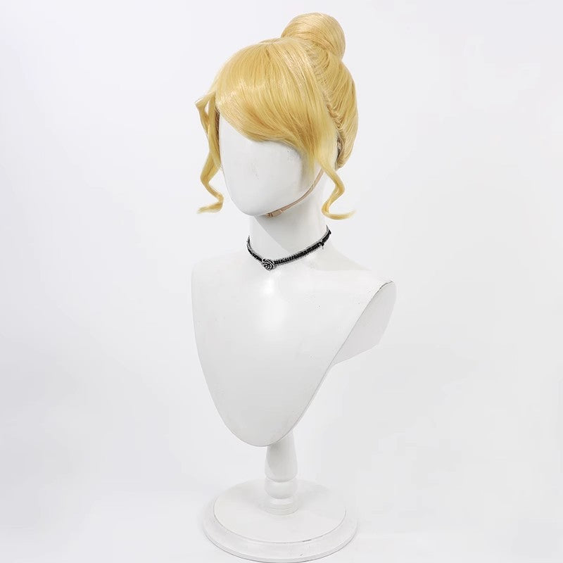Princess Style Gray Golden Yellow Simulation Scalp Cos Wig