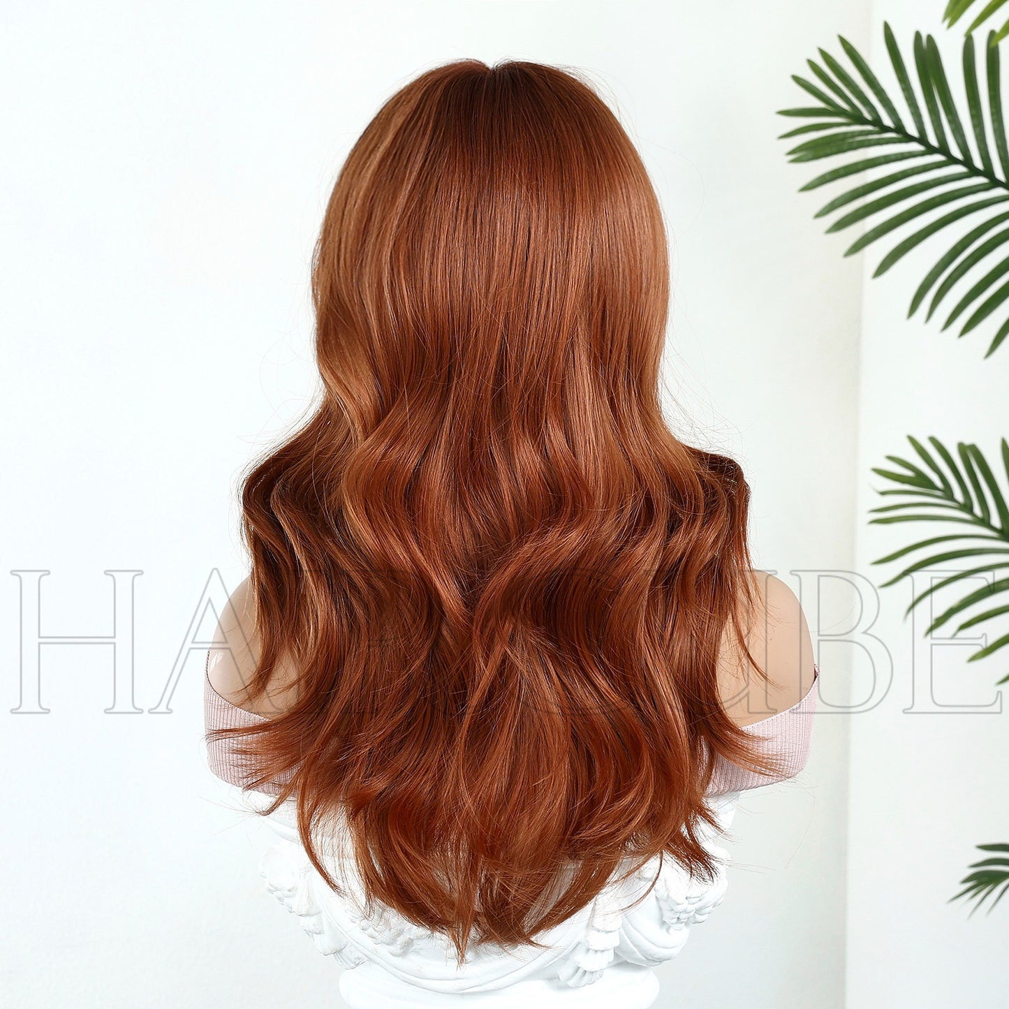 Women's Orange Mid-length Curly Hair Natural Mechanism Wig Long Curls