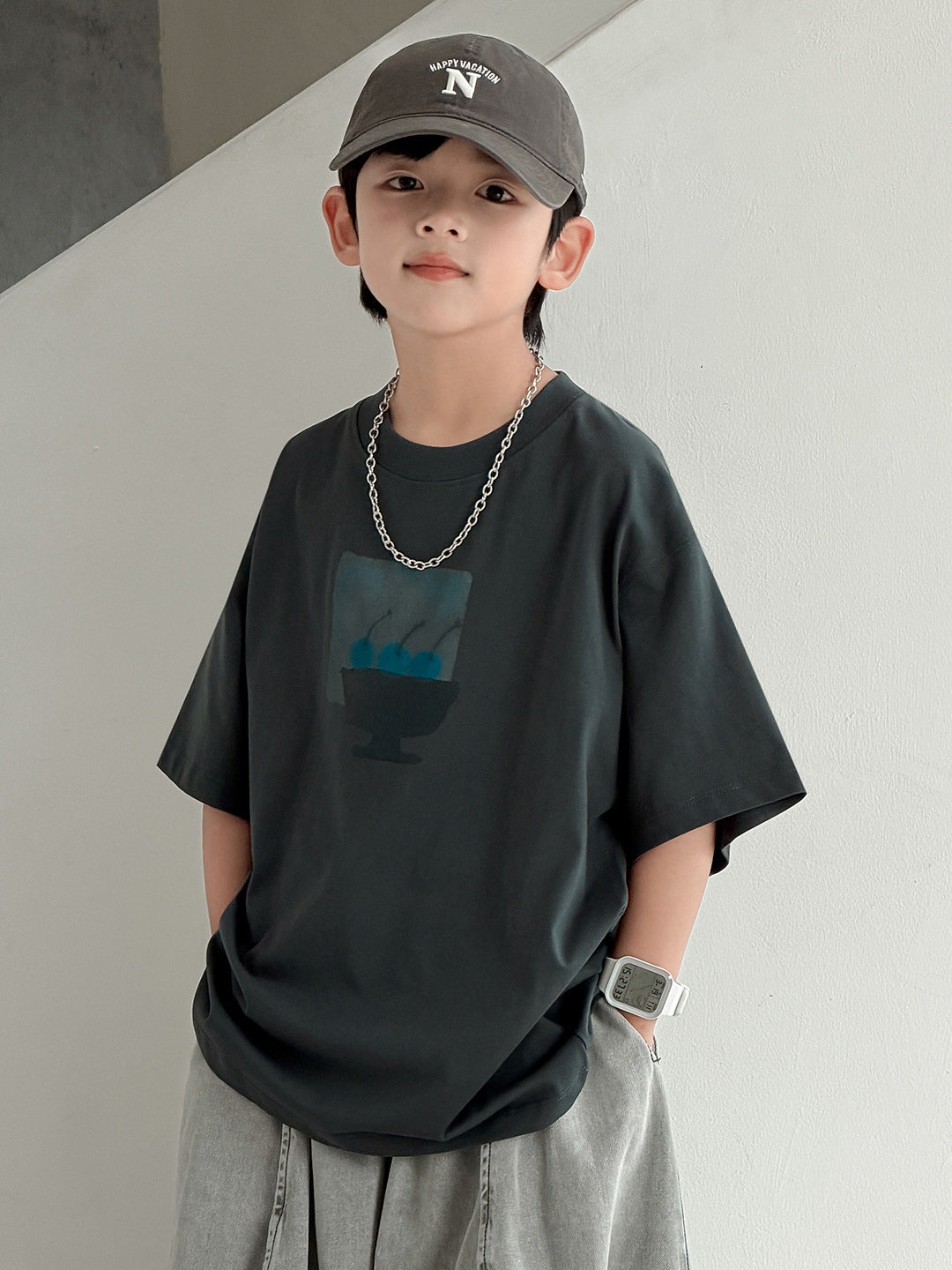 Summer Wear Loose Top Boy Half Sleeve Children's T-shirt