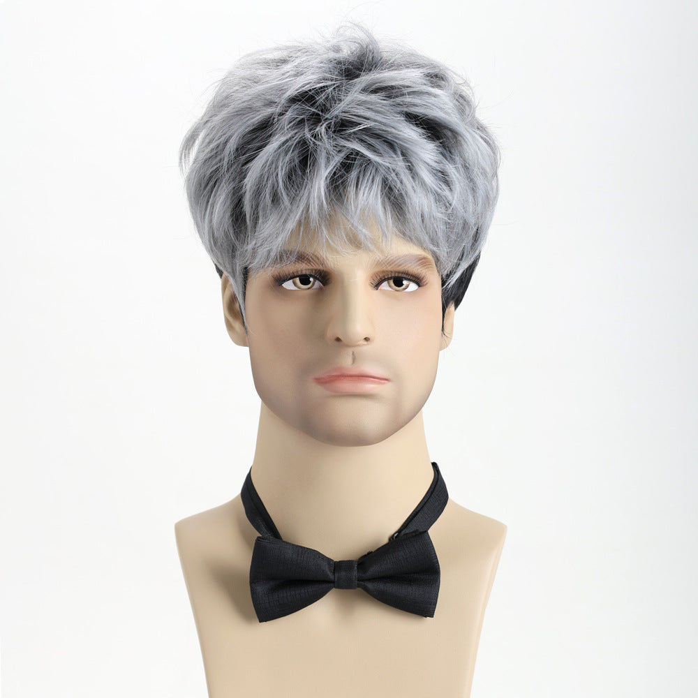 Men's Sheath Small Curly Short Hair Synthetic Men's Wig