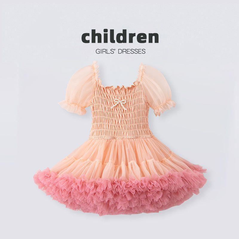 Children's Spring Fashionable Princess Bubble Sleeve Puffy Class Children's Dress