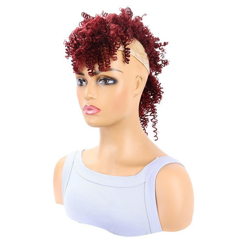 Dried African Small Curly Short Hair Wig Ponytail