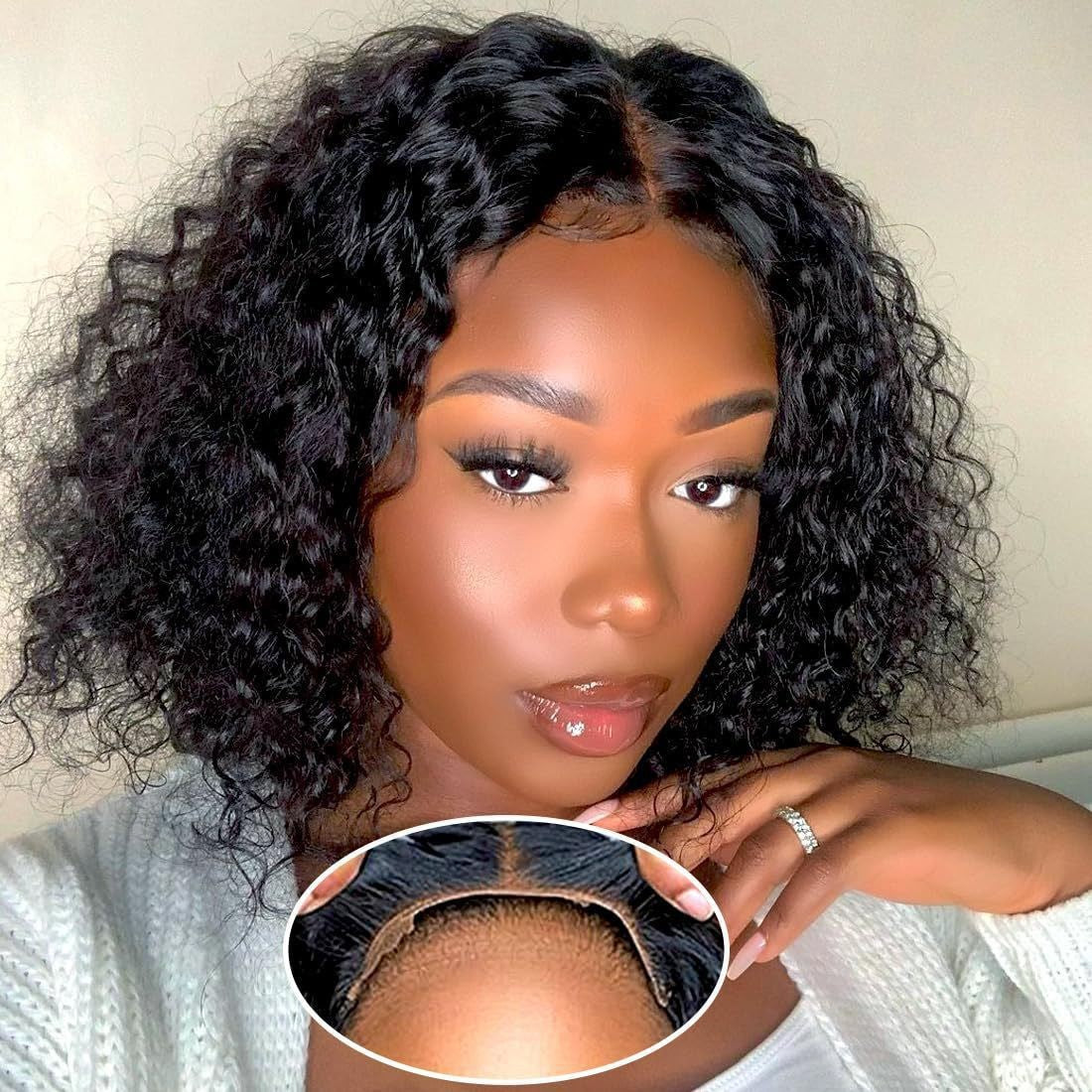 Women's Wigs With Small Medium Black Chemical Wig Short Curly Hair