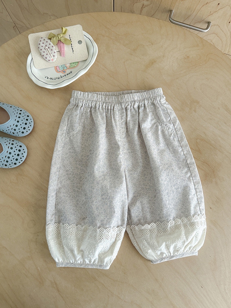 Casual Cotton Cropped Summer Infant Fashionable Lace Children's Pants