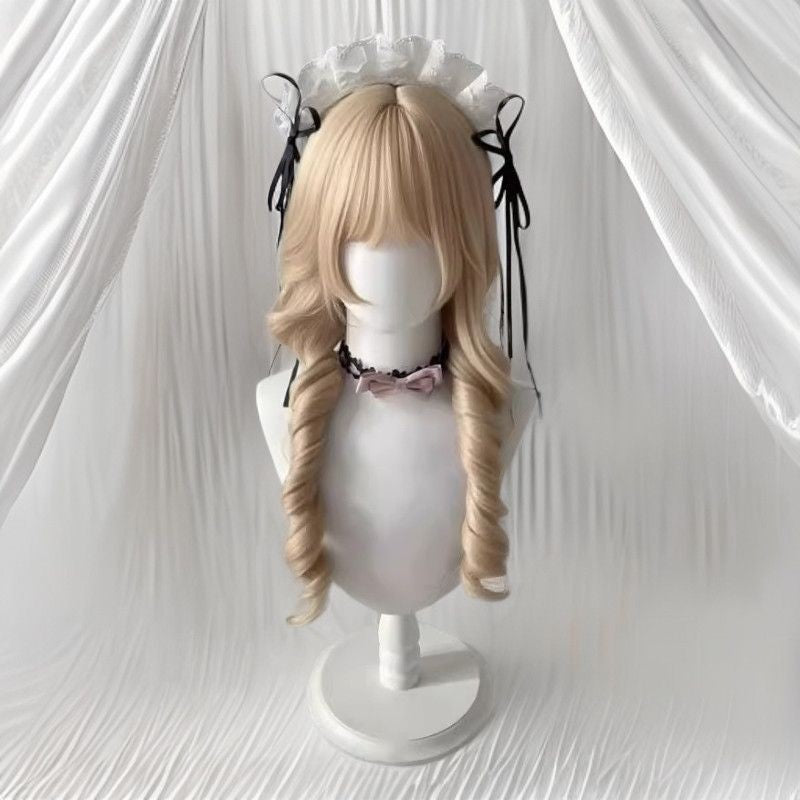 Chocolate Brown High-level Jellyfish Straight Bangs Curly Wig Long Curls