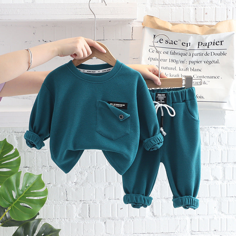 Children's Two-piece Cartoon Lapel Boys Autumn Clothing Children's Suit