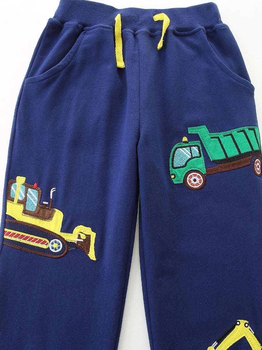 Autumn Trousers Fashion Embroidery Crawler Knitted Cotton Sports Children's Pants